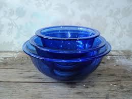 Cobalt Blue Pyrex Bowls 3 Piece