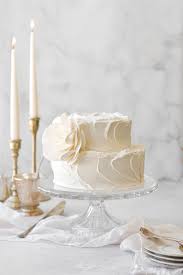 high alude white almond wedding cake
