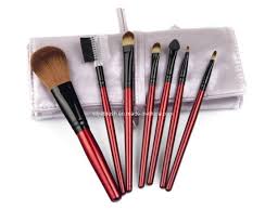 7pcs red makeup cosmetic brush set ly