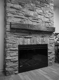 Gray Stone Stone Fireplace Mantel