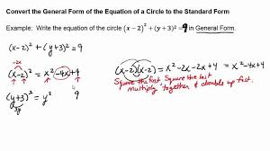 Circle Attending Standard Form Equation