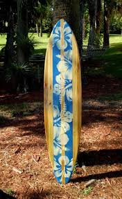 blue classic vintage surfboard wall art