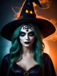 beautiful woman in witch costume