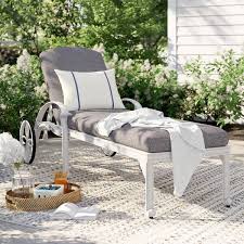 Outdoor Chaise Lounge With Gray Cushion