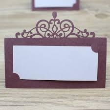 Burgundy Wedding Place Card Crown Laser Cutting Table Name Card