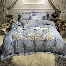 luxury blue egyptian cotton bedding set