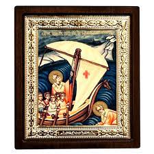 Saint Nicolaos Silk Screen Icon Wood Frame