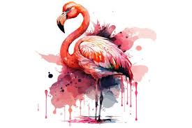 Watercolor Flamingo Vector Ilration