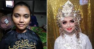 dramatic wedding makeup transformation