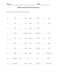 Balance Chemical Equations Worksheet