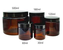 brown glass jars with airtight black