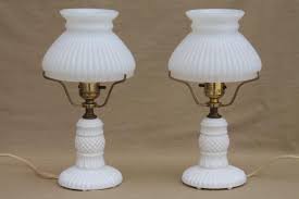 Vintage Milk Glass Table Lamps Pair