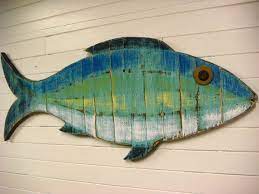 Painted Wood Fish Wall Art
