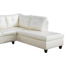 Star Home Living Corp Sean Faux Leather Sectional Sofa In Shiny White