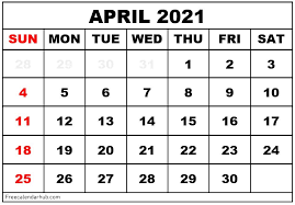 April is the fourth month in the calendar and the second month to from where the summer starts. April 2021 Calendar Printable Calendar Template Of April 2021