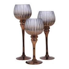 Glass Candleholders In Coffee Color