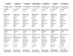 Free Weekly Skincare Routine Schedule From Thehouseofmag Com