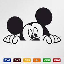 Mickey Mouse Peeking Svg Dxf Eps Ai Cdr Vector Files for