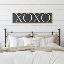 xoxo farmhouse wood sign for above bed