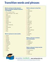 Transition Words List ELA Literacy W    c pdf Writing Worksheet Smekens Education