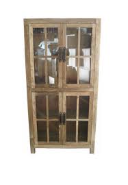 Recycled Elm Glass Display Cabinet