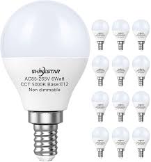 Amazon Com Shinestar 12 Pack E12 Led Ceiling Fan Light Bulbs 60 Watt Equivalent 5000k Daylight A15 Led Round Bulb With Small Candelabra Base Non Dimmable Home Improvement