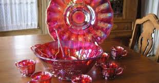 Carnival Glass Punch Bowl Set
