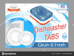 Dishwasher Detergent Tabs Realistic Illustration Plates