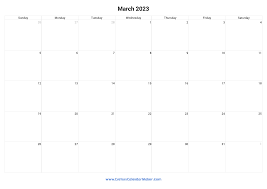 march 2023 printable calendar with