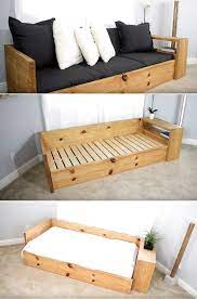 Resurrected pallet wood sofa with casters 10 Easy Ways To Build A Diy Couch Without Breaking The Bank 10 Easy Ways To Build A Diy Couch With Diy Sofa Bed Diy Furniture Renovation Diy Furniture Cheap