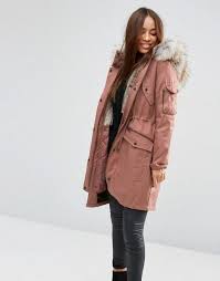 Faux Fur Lined Coat Pink Parka Fashion