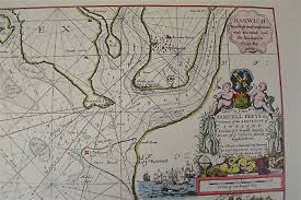 Vintage Marine Chart Sheet Map Of Harwich Circa 1686 9 99