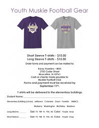 Youth Muskie Football T Shirt Order Form Muscatine