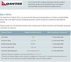 Emirates Skywards Qantas Earning Award Chart Loyaltylobby