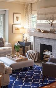 my living room in navy and gold