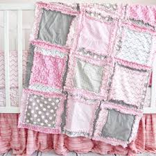 rag quilt baby girl crib bedding light