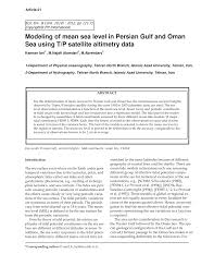 Pdf Modeling Of Mean Sea Level In Persian Gulf And Oman Sea