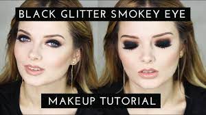 black glitter smokey eye makeup