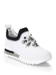 Get the best deals on tory burch sale shoes and save up to 70% off at poshmark now! Tory Burch Rosas Embellished Neoprene Sneakers In Black White Black Lyst