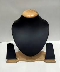female black wooden necklace display