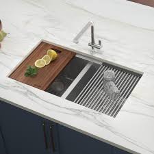 We did not find results for: Ruvati 16 Gauge Stainless Steel 30 In 50 50 Double Bowl Undermount Workstation Kitchen Sink With Accessories Rvh8345 The Home Depot