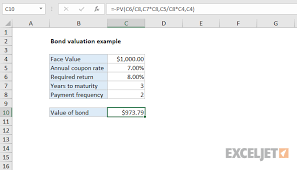 Excel Formula Bond Valuation Example Exceljet