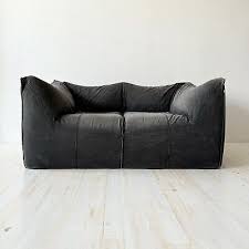 Vintage Le Bambole Black Denim Sofa