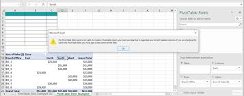 pivot table field name is not valid