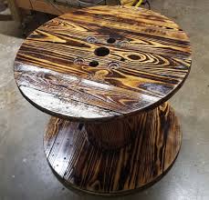 Wooden Burnt Spool Table Finished 3436