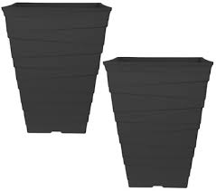 2 x 30 litre black large plant pots