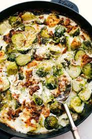 creamy parmesan brussel sprouts gratin