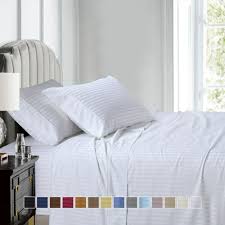 100 cotton damask stripe bed sheets