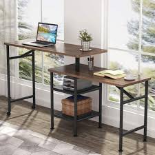 Lowest price in 30 days. Tribesigns L Shaped Rotating Standing Desk Industrial 360 Degrees Free Rotating Corner Computer Desk With Storage Shelf Reversible Rustic Office Desk With Wood Veneer Great For Home Office Rustic Walmart Com