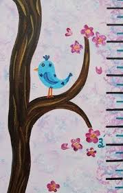 Custom Birds In A Tree Growth Chart Nursery Wall Art Kids